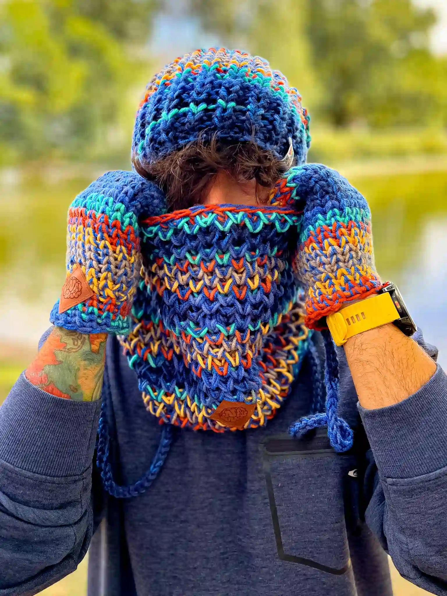 Męskie rękawiczki handmade ,,Górski potok" 107 rekawiczki z welny merino