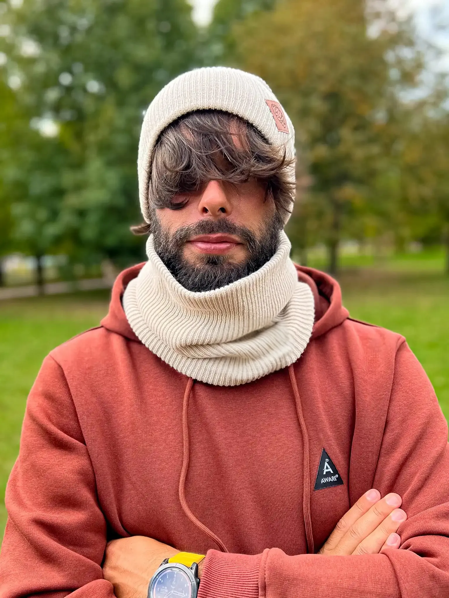 Męski komin zimowy "Jasny beż" 8 szal meski bezowy