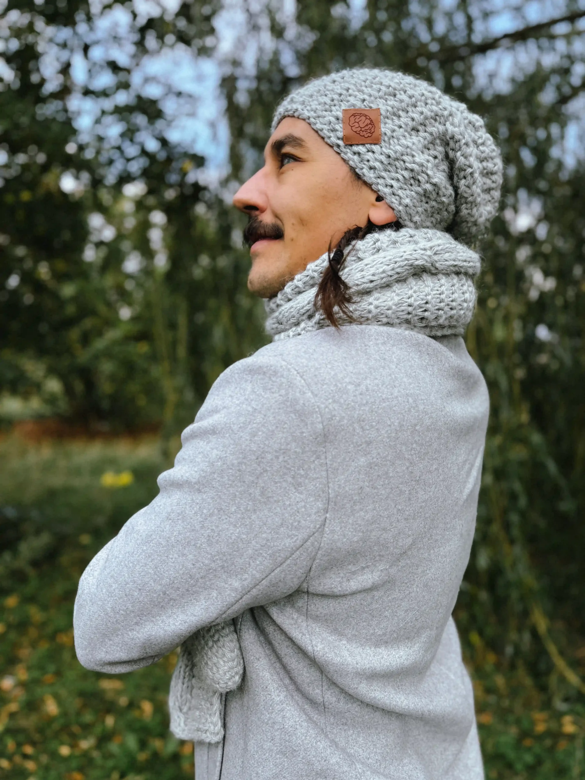 Męski szal MERINO "Wybielony szary szalik" 67 szal meski kaszmir scaled 1