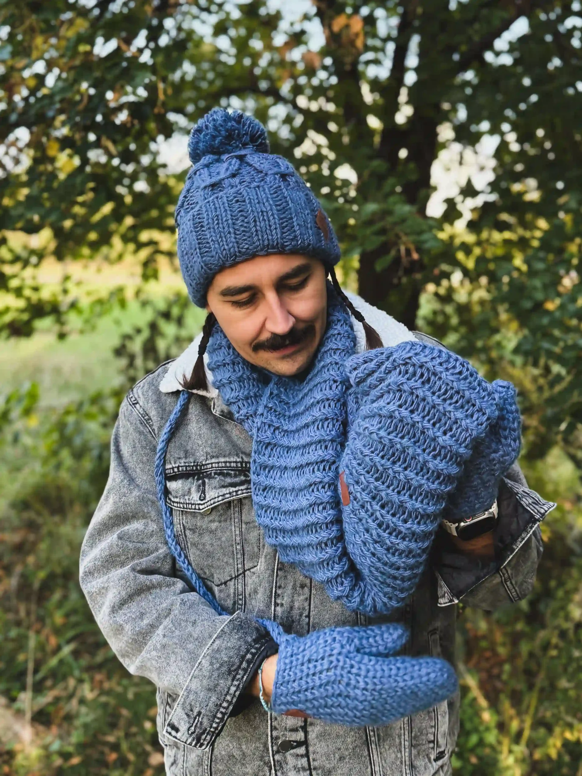 Męski komin MERINO "Ciemny niebieski" 139 szal meski merino niebieski scaled 1