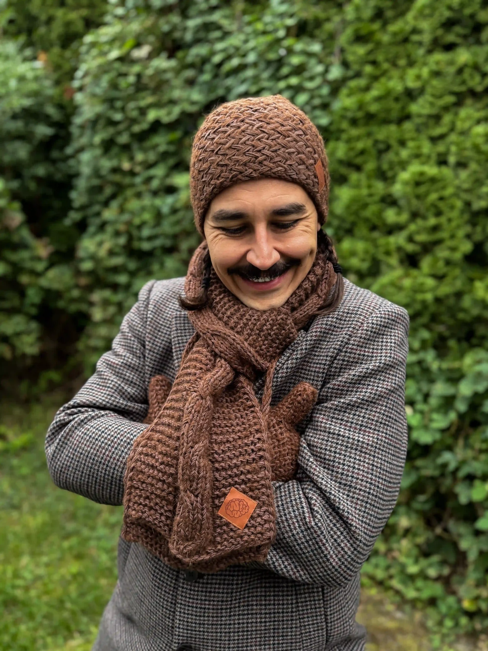 Męski szal MERINO "Brąz szalik" 75 szal meski merino scaled 1