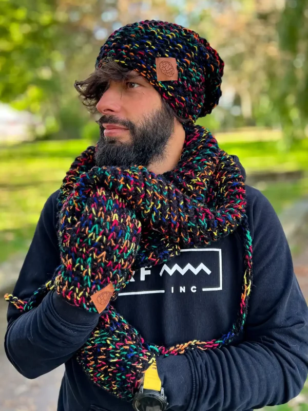 Męski komin MERINO 75% "Czarne czerwienie" 11 szal meski handmade
