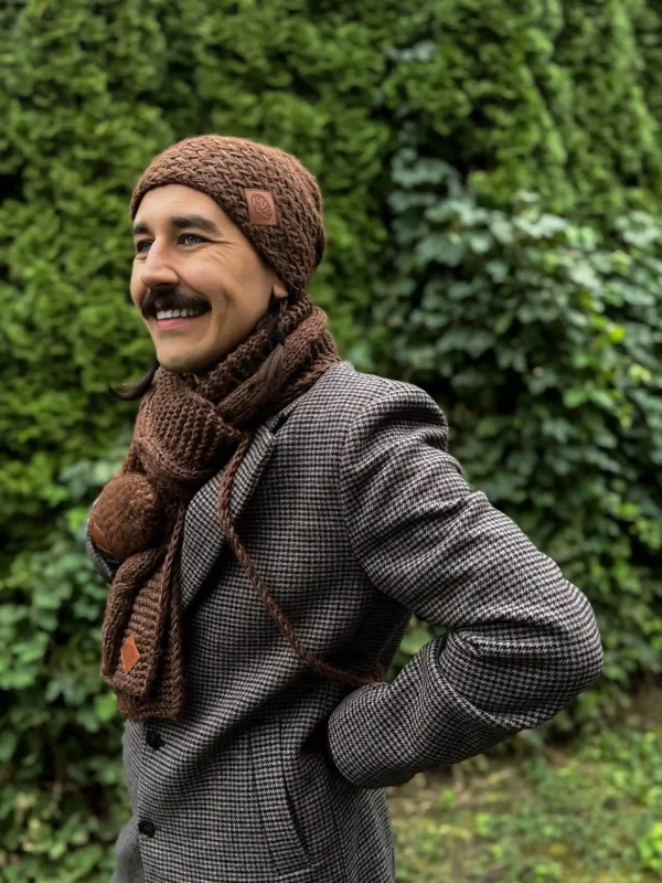Męski szal MERINO "Brąz szalik" 8 szalik brazowy meski merino scaled 1