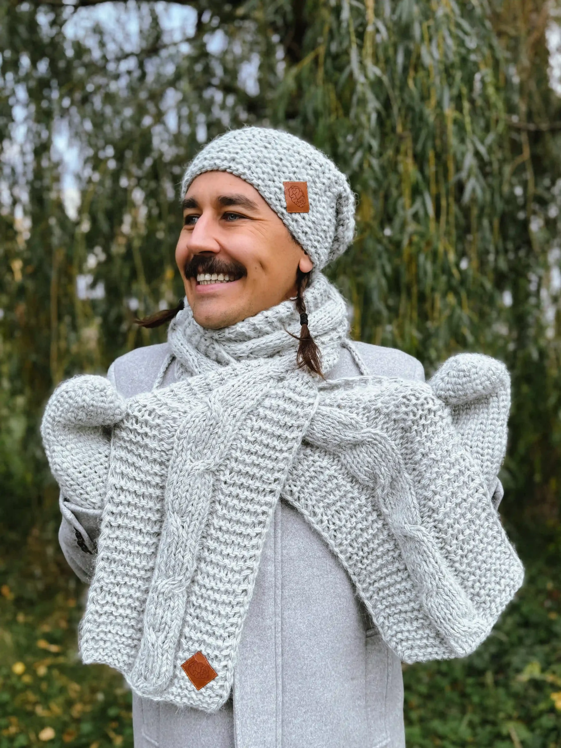Męski szal MERINO "Wybielony szary szalik" 63 szalik kaszmir scaled 1