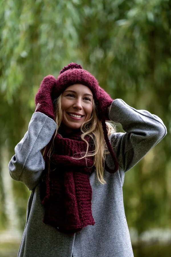 Czapka MERINO Euforia "Bordo" 12 szalik z logo firmy