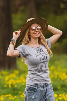Szara bawełniana koszulka Dear summer 63 szara bawelniana koszulka oversize