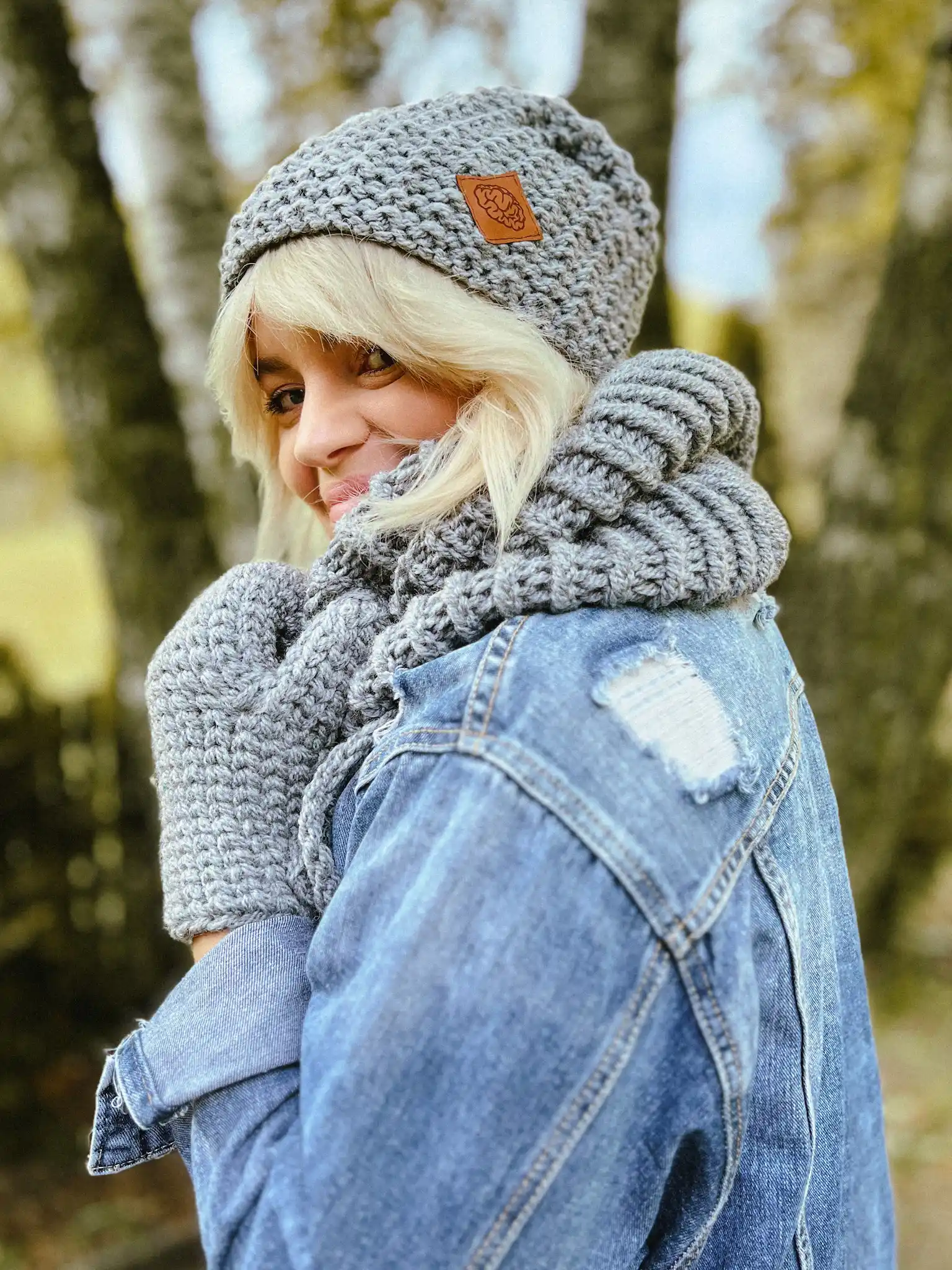 Luźna czapka zimowa NEVERLAND "Szary" 42 szara czapka merino