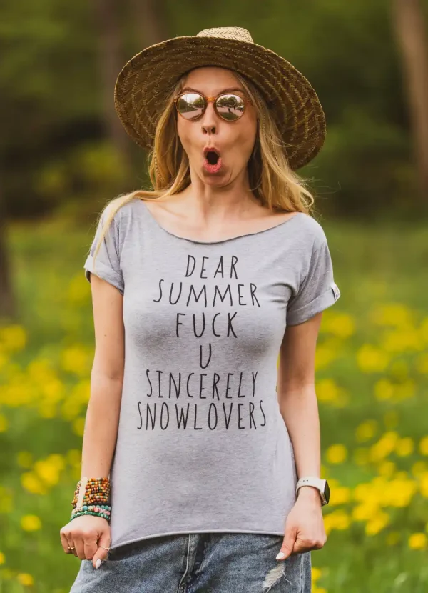 Szara bawełniana koszulka Dear summer 11 szara luzna koszulka z bawelny