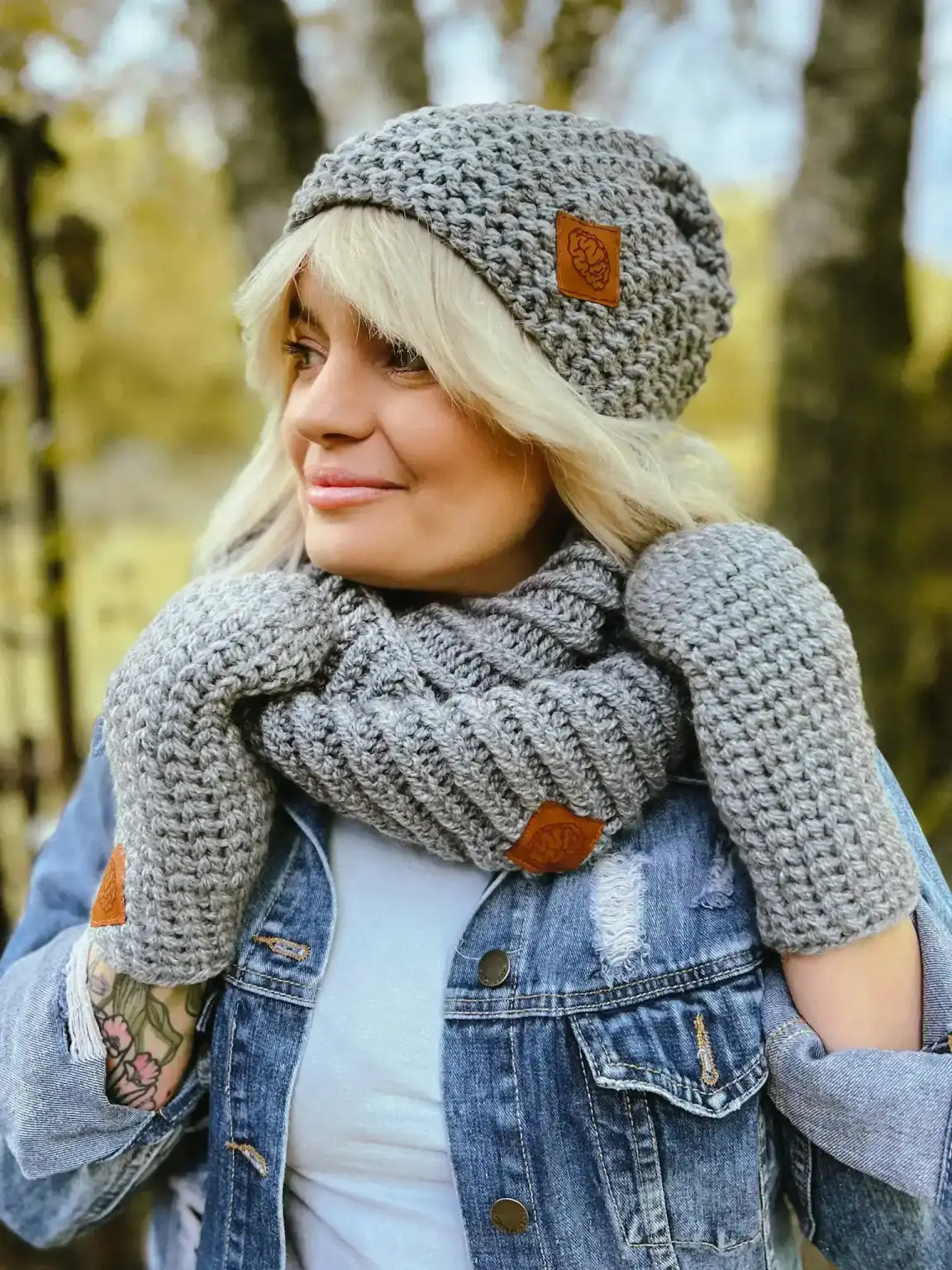 Rękawiczki handmade ze sznureczkiem ,,Szary" 37 szare rekawiczki damskie 2 2