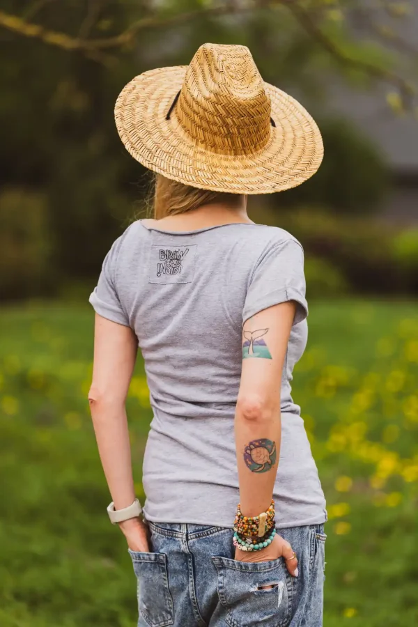 Szara bawełniana koszulka Dear summer 16 szary luzny t shirt