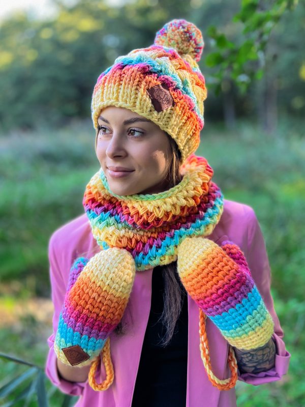 Kolorowe rękawiczki handmade ze sznureczkiem ,,Cieniowane cytrusy" 20 Kolorowe rękawiczki handmade ze sznureczkiem ,,Cieniowane cytrusy"