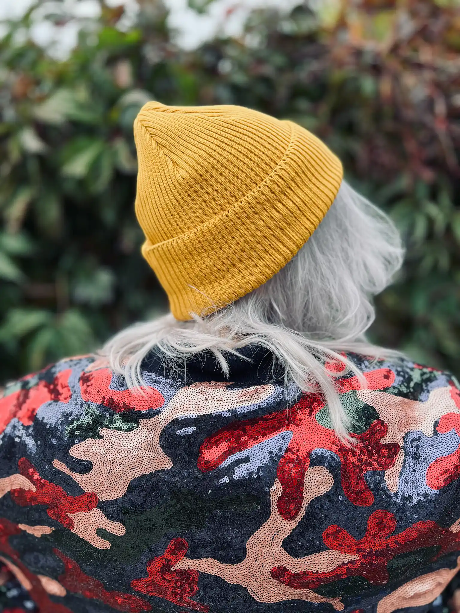 Bawełniana czapka beanie logo ekoskórka "Miodowa musztarda" 34 trendy czapka bawelniana musztarda