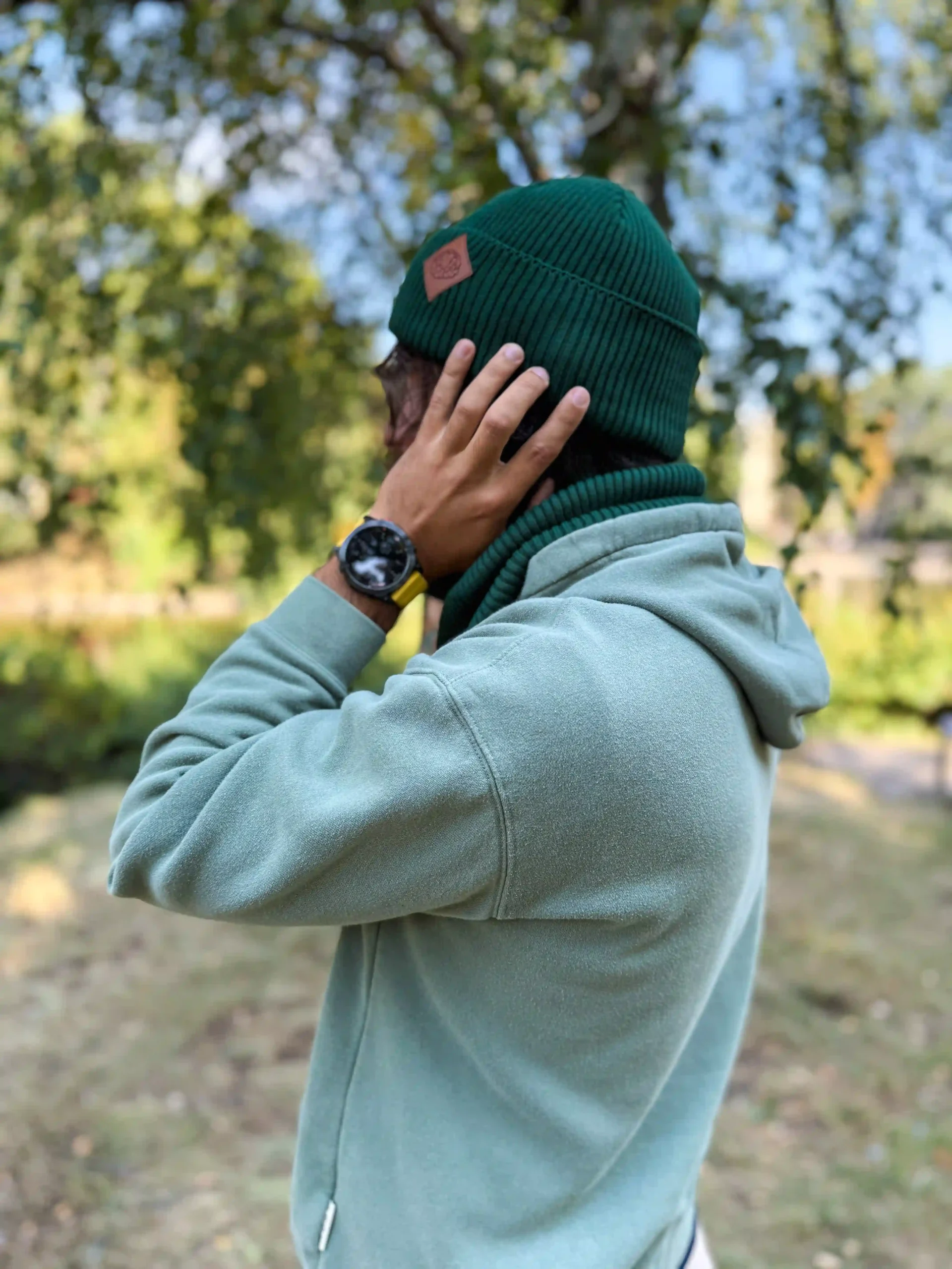 zielona bawelniana beanie meska scaled 1