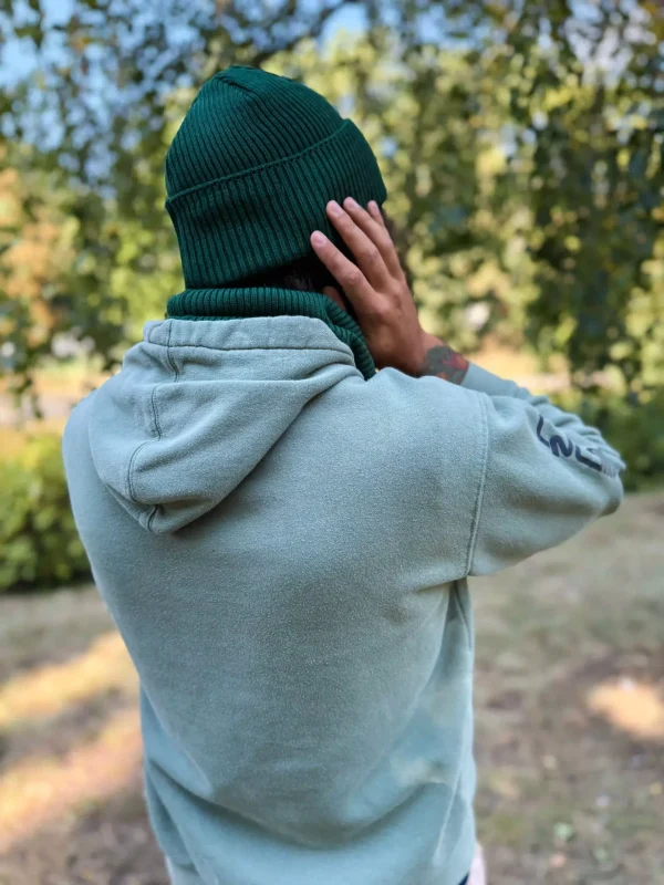 Męska bawełniana czapka beanie logo ekoskórka "Zielony" 10 zielona beanie meska scaled 1