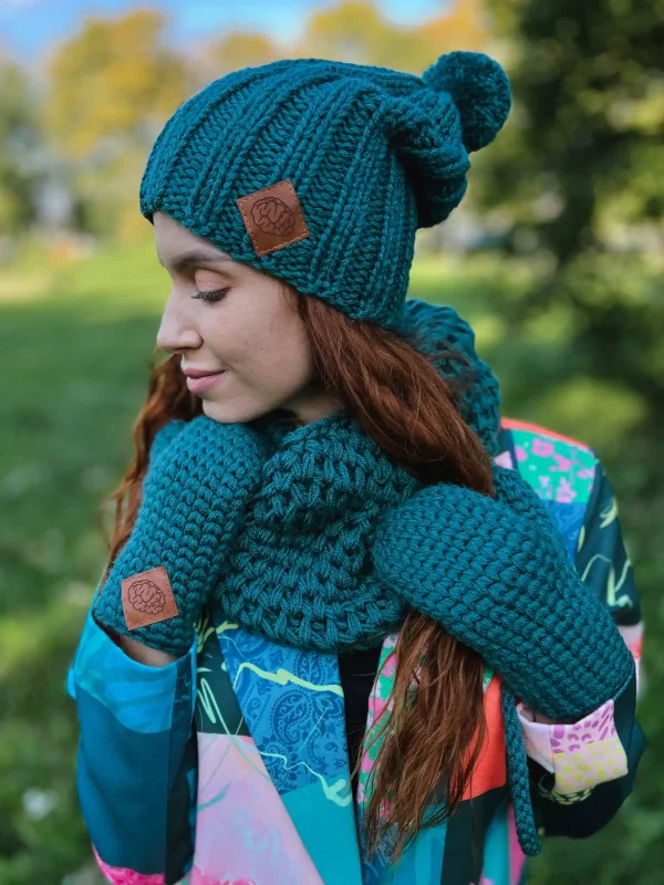 zielone dodatki zimowe handmade