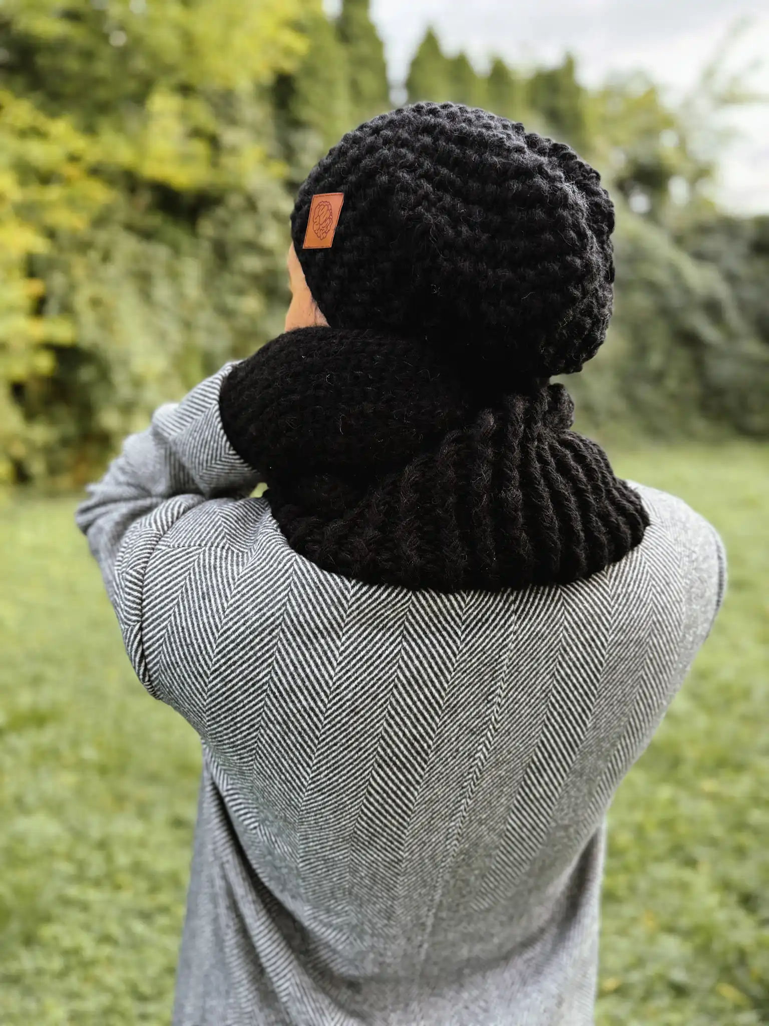 Męski komin MERINO "Czarny" 37 zimowa meska czapka merino