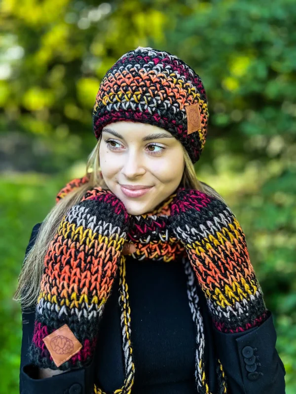 Ciepła opaska zimowa ,,Ciemna jesień" 6 zimowa opaska handmade