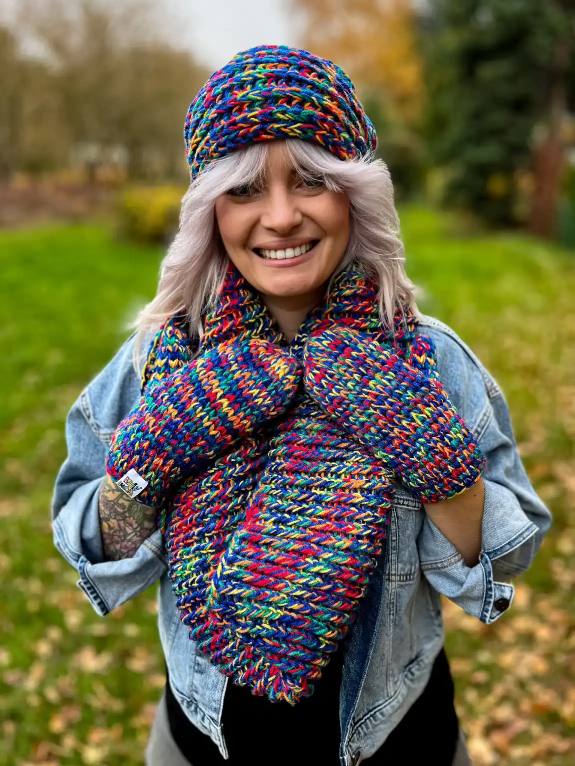 Komin ręcznie robiony "Pokojowe granaty" 61 zimowy komin handmade