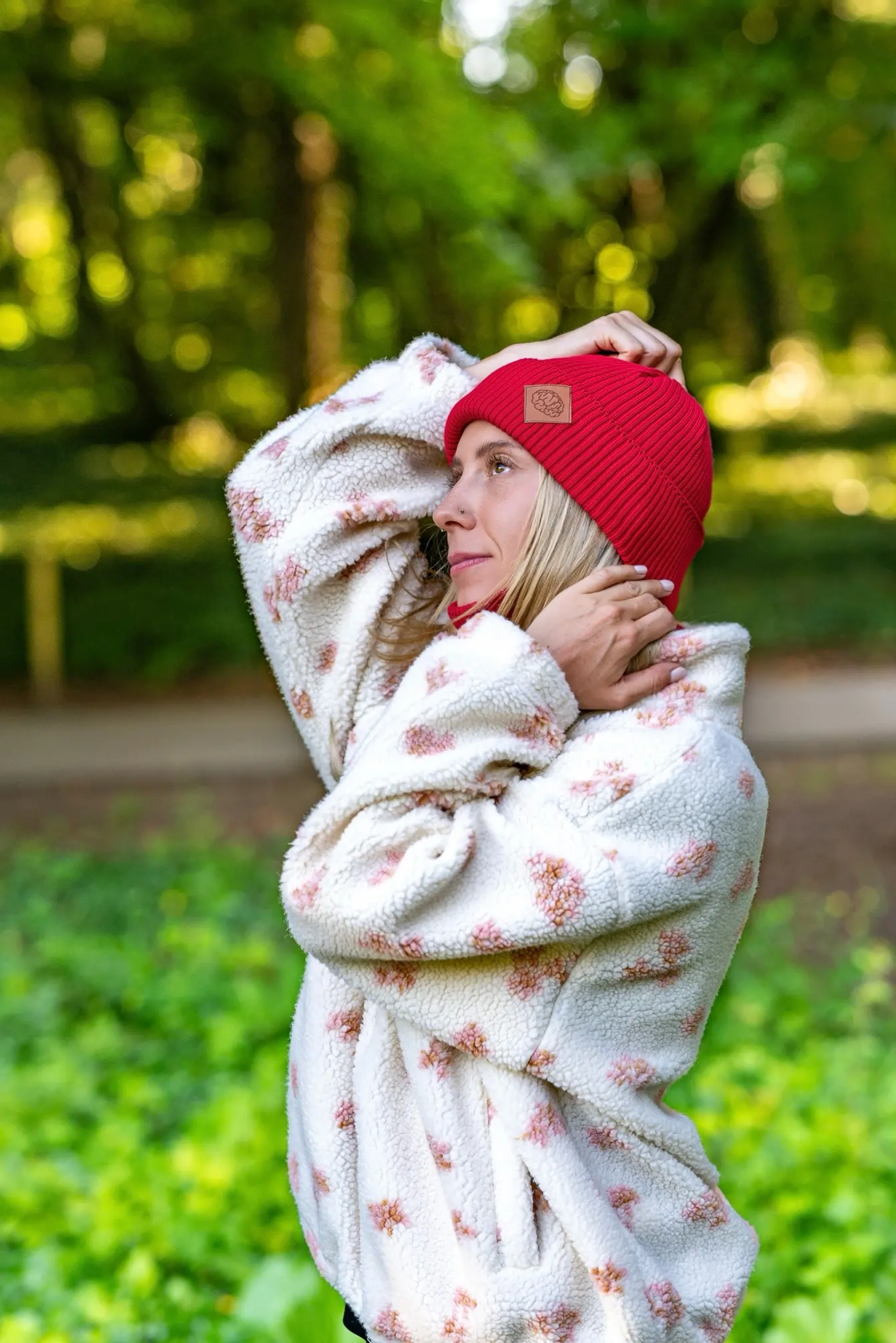 Bawełniana czapka beanie logo ekoskórka "Czerwony" 70 bawełniana beanie