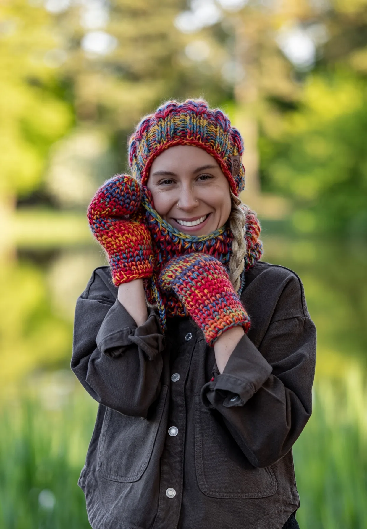 Rękawiczki MERINO 100% "Przygaszone Czerwienie" 121 ciepła czapka damska merino
