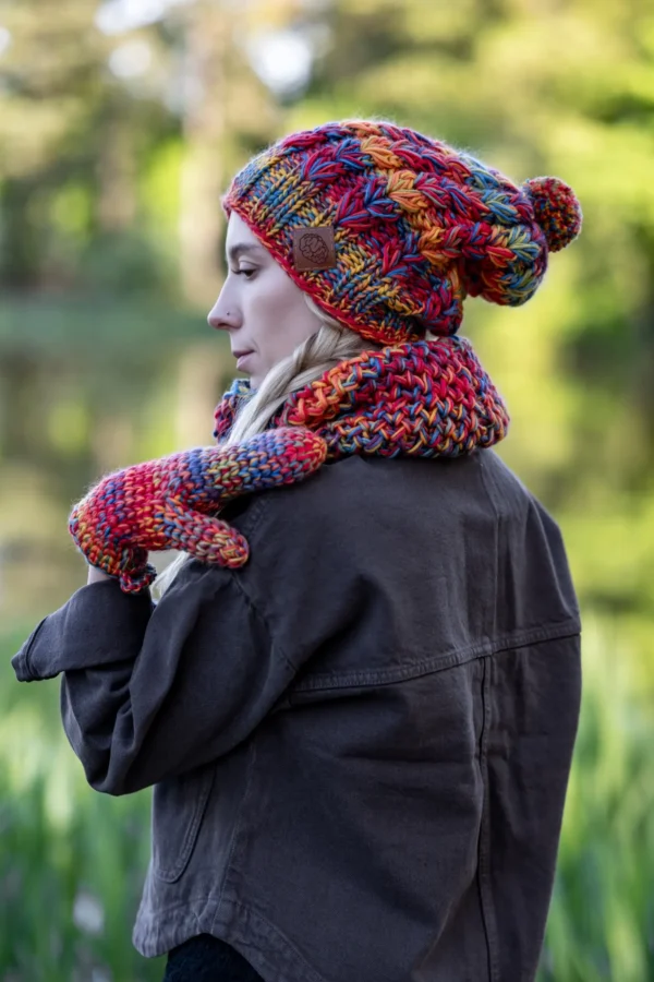 Czapka MERINO Smile "Przygaszone Czerwienie" + podszewka BAWEŁNA 12 czapka merino z podszewką