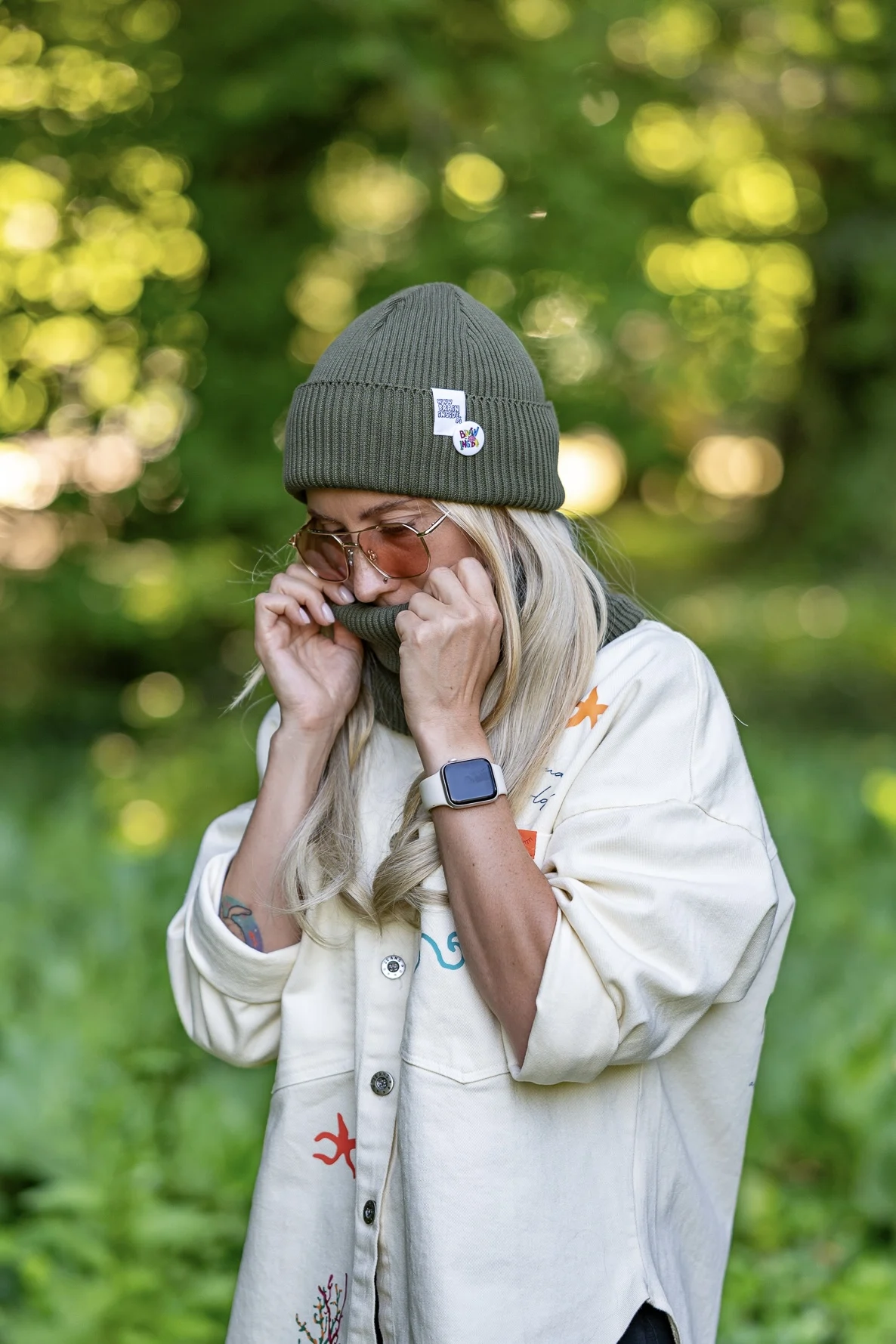 Czapka wywijana z bawełny logo kolorowe "Khaki Ciemny Zielony" 146 czapka z kolorowym logo