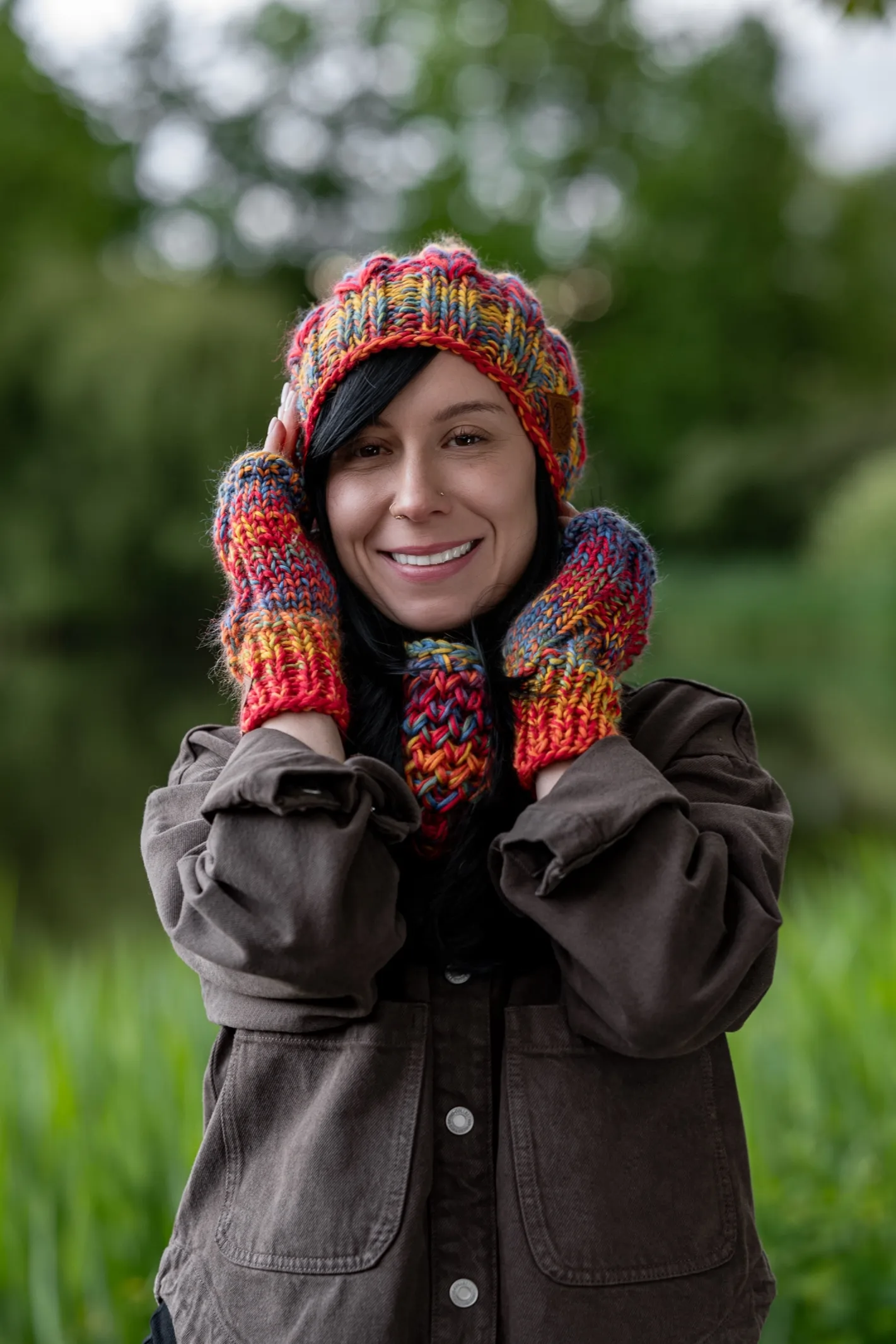 Czapka MERINO Smile "Przygaszone Czerwienie" + podszewka BAWEŁNA 181 czapka z wełny merino
