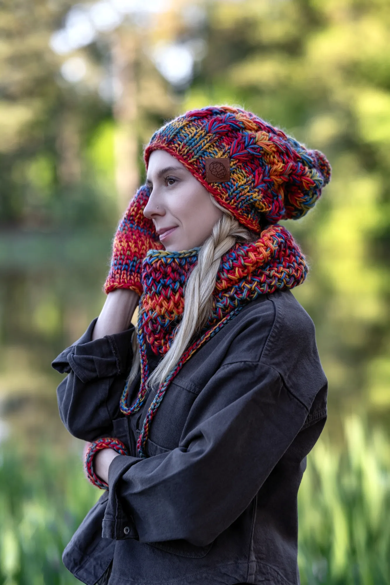 Czapka MERINO Smile "Przygaszone Czerwienie" + podszewka BAWEŁNA 188 czapka z wełny merynosa