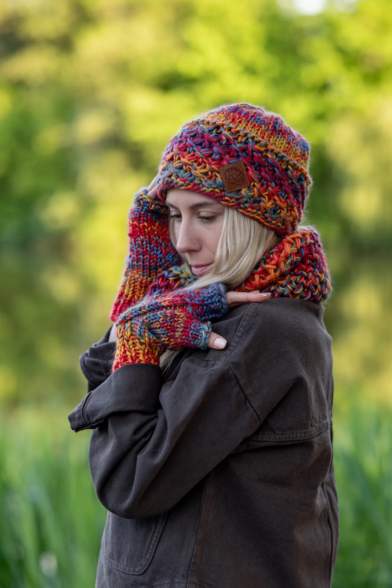 Czapka MERINO 100% Hope "Przygaszone Czerwienie" + podszewka BAWEŁNA 172 czapka zimowa damska merino