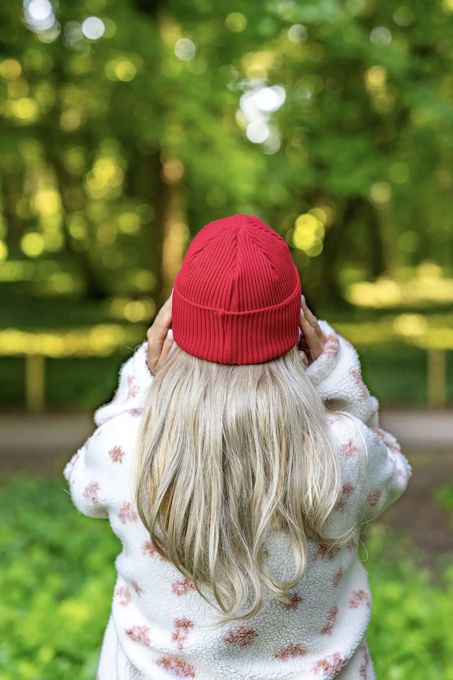 Bawełniana czapka beanie logo ekoskórka "Czerwony" 74 damska dokerka