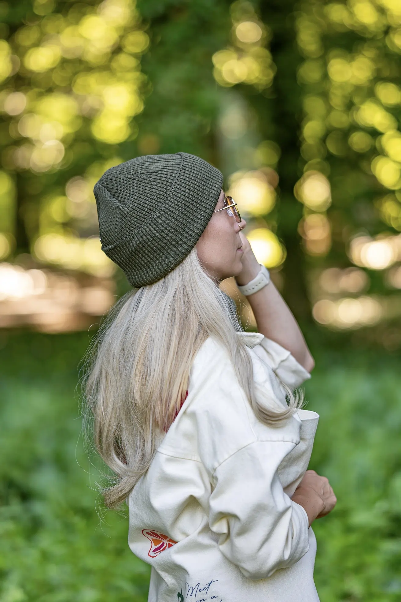 Czapka wywijana z bawełny logo kolorowe "Khaki Ciemny Zielony" 149 modna beanie