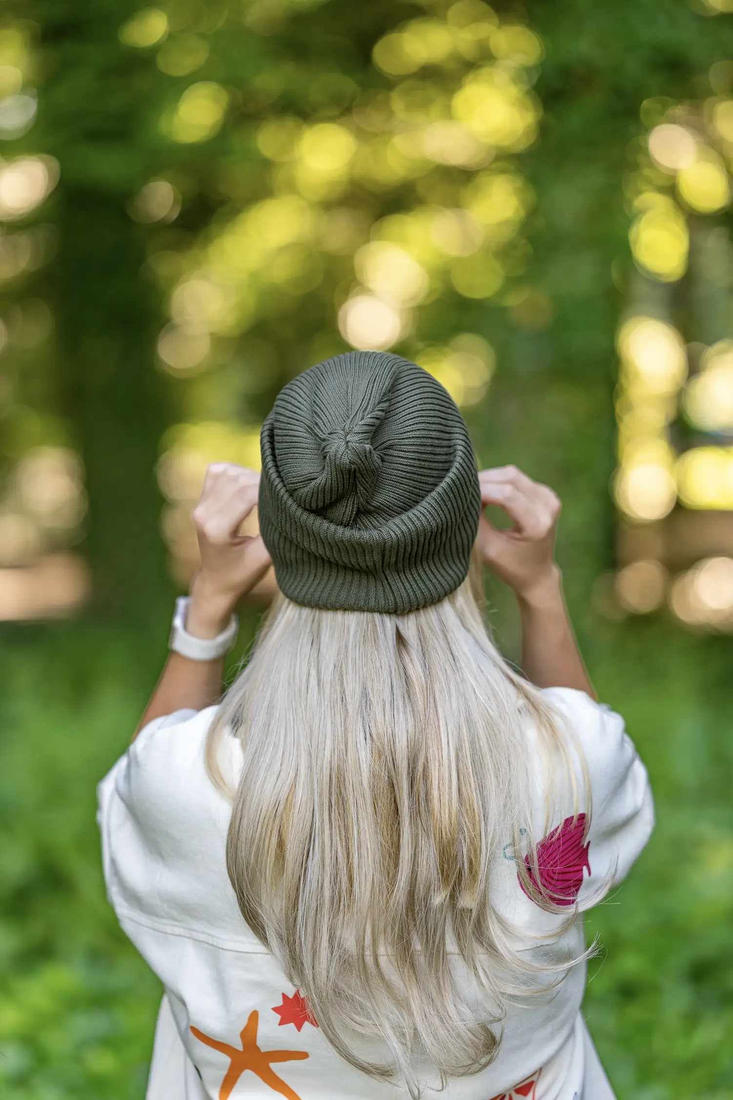 Damska czapka z bawełny logo kolorowe "Khaki Ciemny Zielony" 127 modna czapka damska