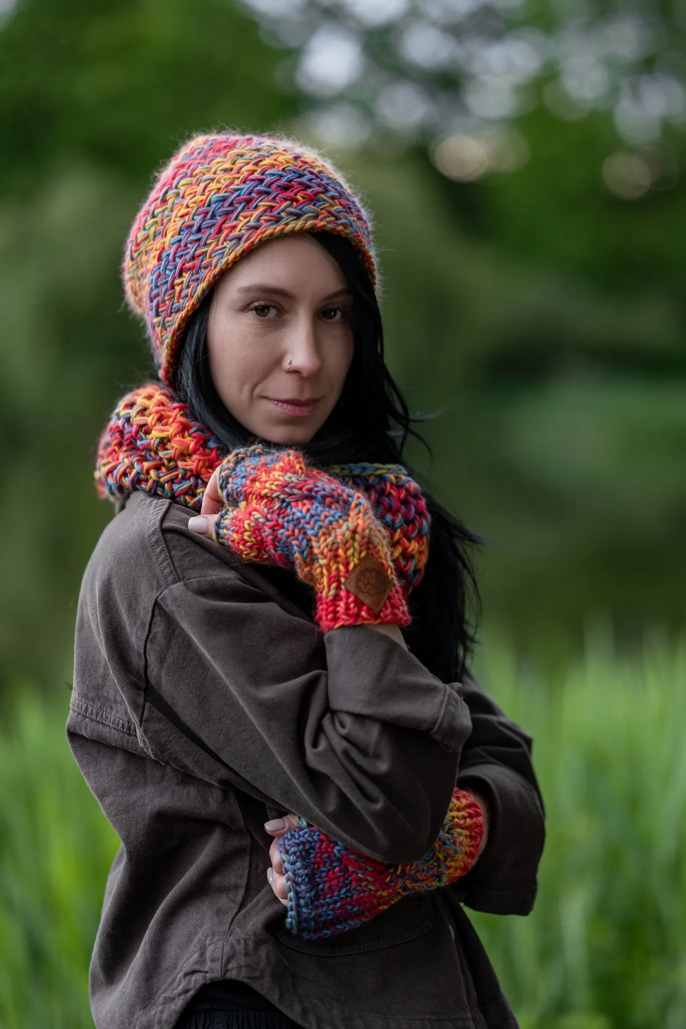 Czapka MERINO 100% "Przygaszone Czerwienie" EXPLORER 190 ręcznie robiona czapka merino