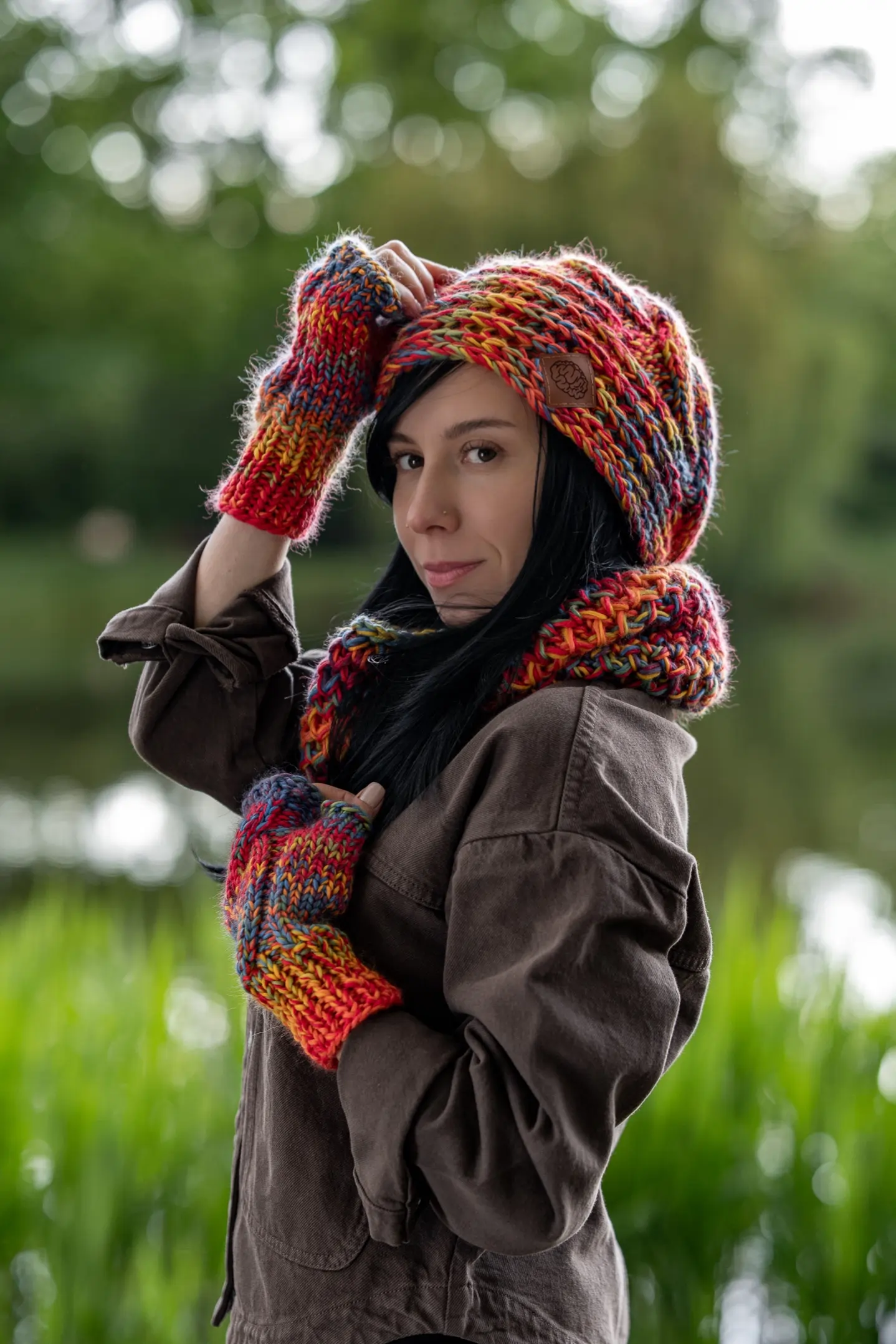 Czapka MERINO 100% This is it "Przygaszone Czerwienie" 193 ręcznie robiona czapka merino