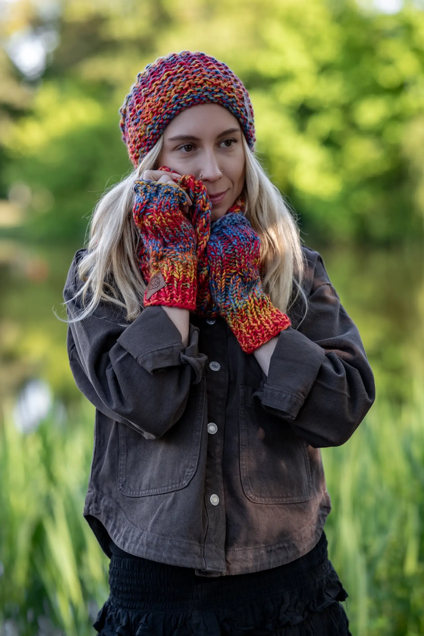 Czapka MERINO Neverland "Przygaszone Czerwienie" + podszewka BAWEŁNA 235 ręcznie robiona czapka merino