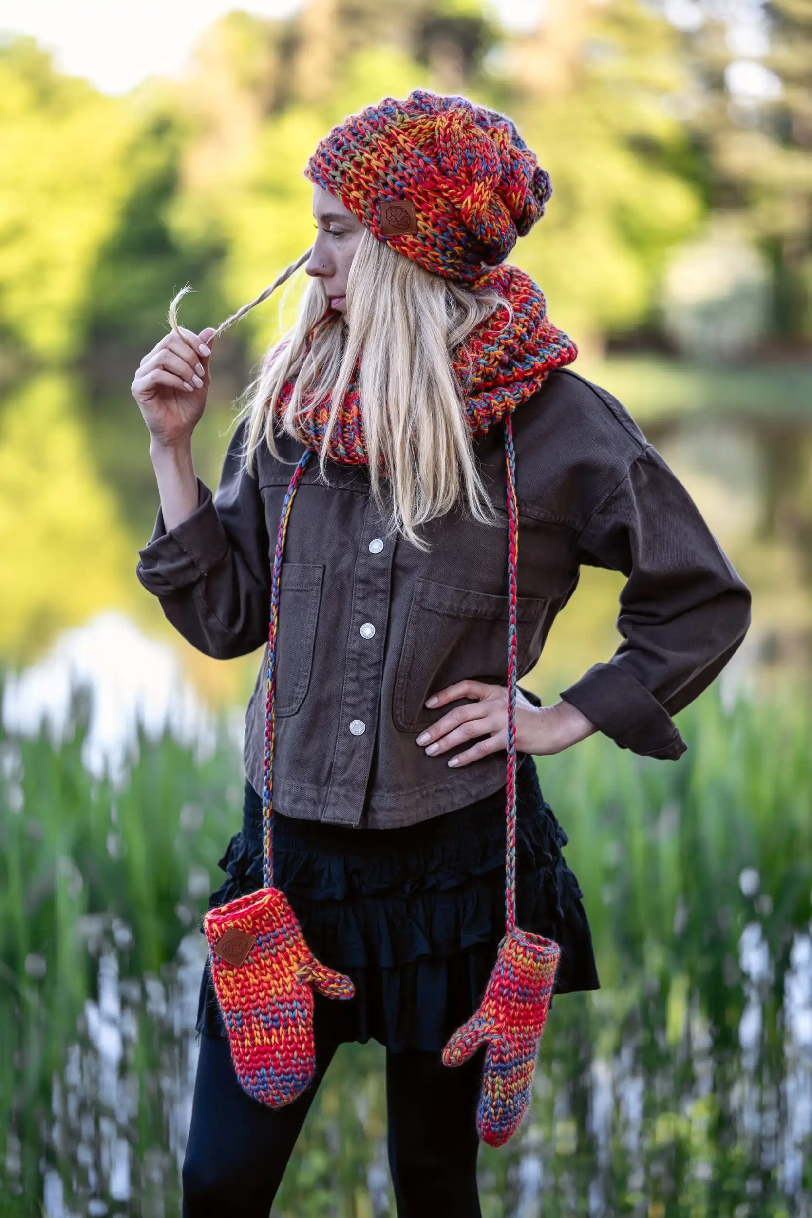Rękawiczki MERINO 100% "Przygaszone Czerwienie" 122 rękawiczki z wełny merino