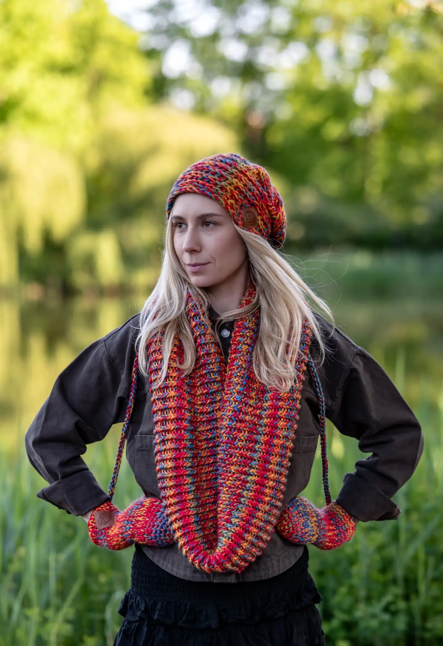 Komin MERINO 100% „Przygaszone Czerwienie” 203 wełniany komin damski