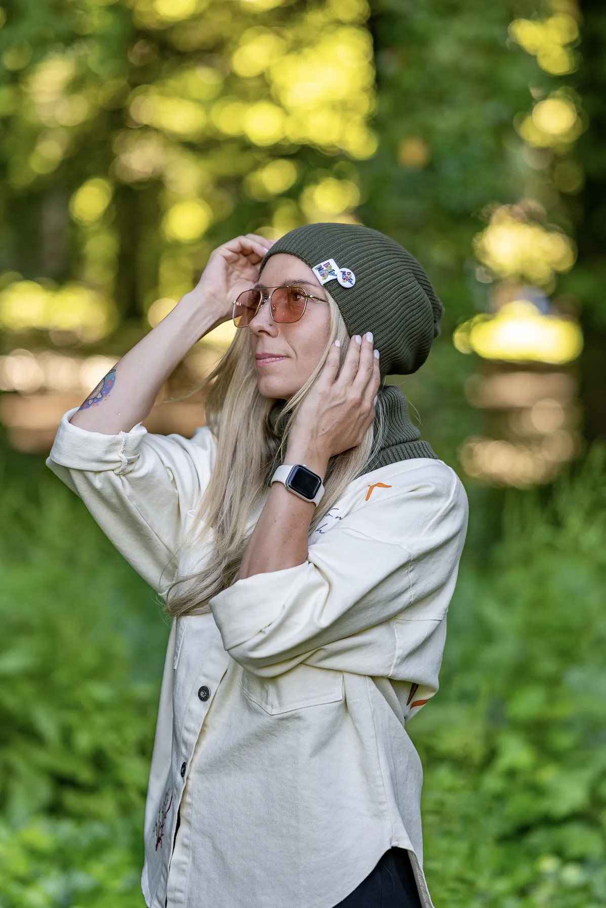 Damska czapka z bawełny logo kolorowe "Khaki Ciemny Zielony" 129 wielofunkcyjna czapka