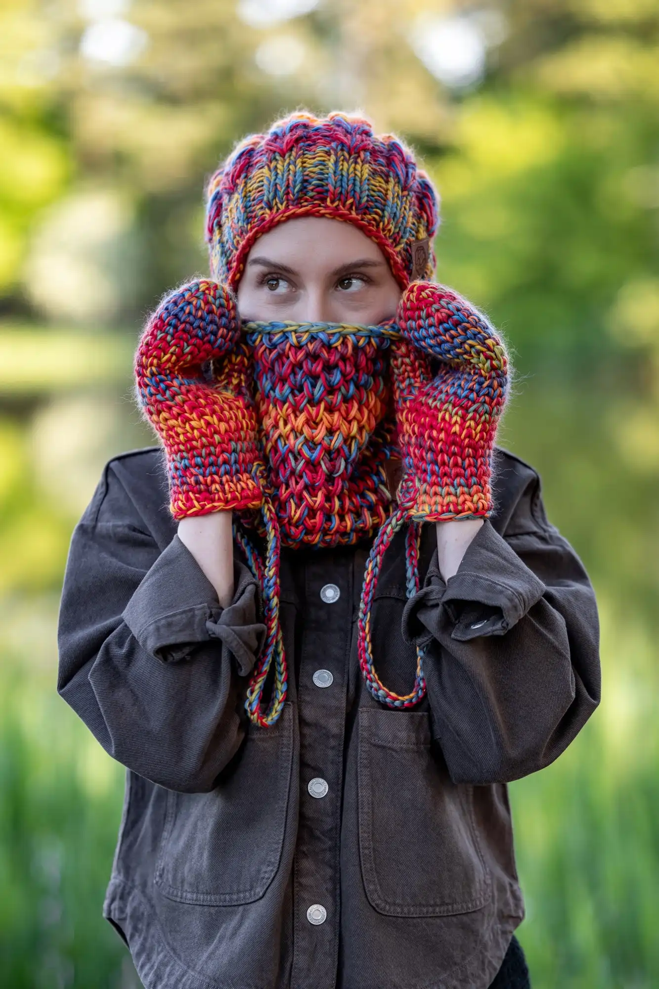 Rękawiczki MERINO 100% "Przygaszone Czerwienie" 123 zimowa tuba merino