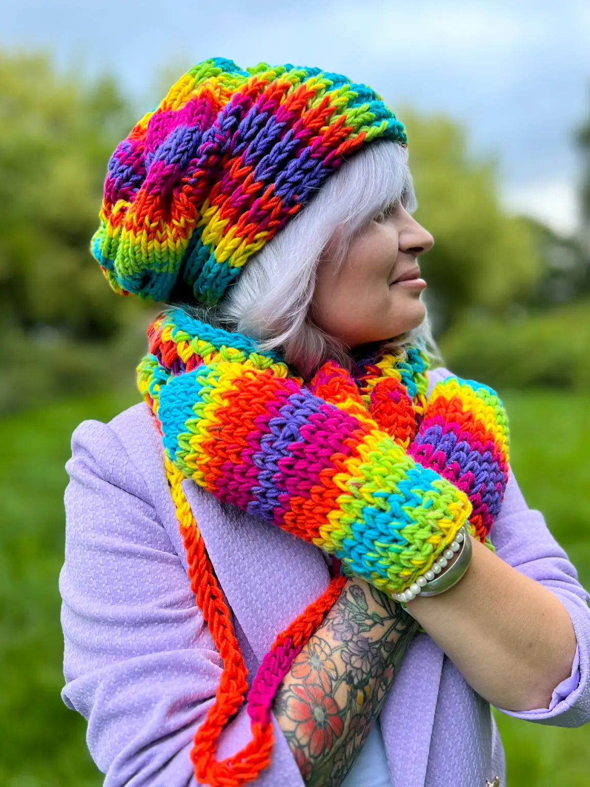 Kolorowe rękawiczki handmade ze sznureczkiem ,,Tęcza" 15 Ręcznie robione, wełniane rękawiczki w intensywnych kolorach