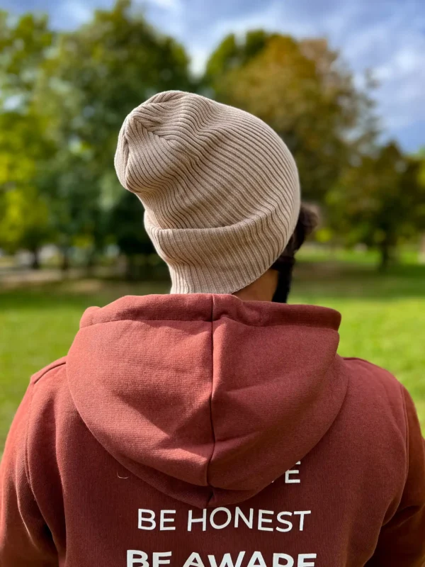 Stylowa czapka slouchy męska, cotton beż