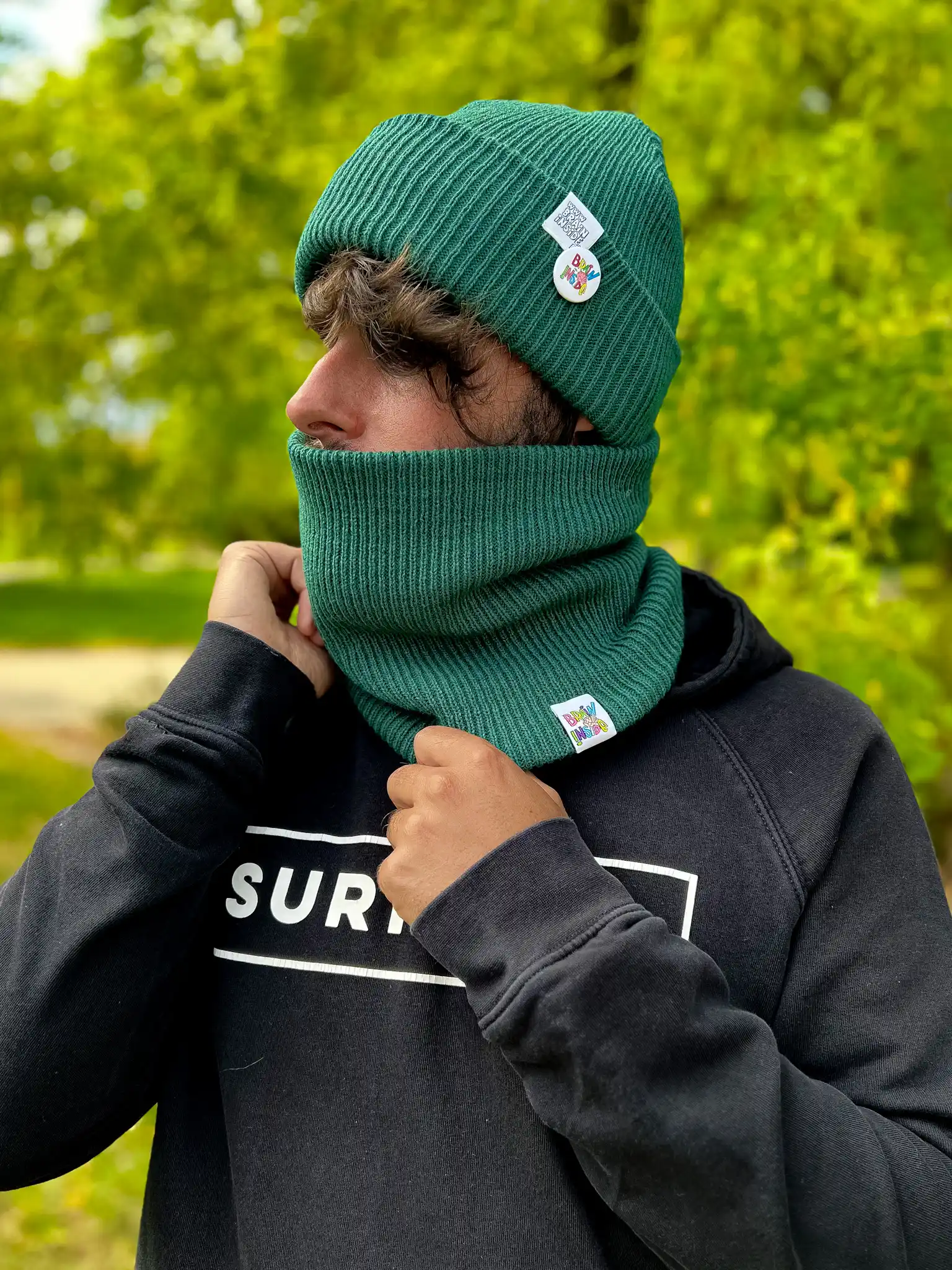 Męski komin zimowy "Zielony" 46 Wygodny komin męski, nowoczesny design