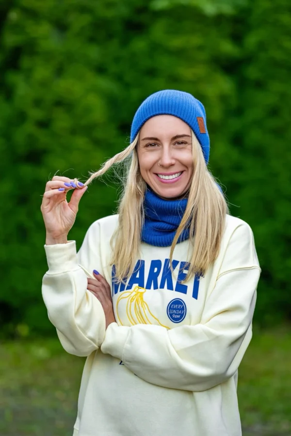 MERINO komin "Niebieski Kobalt" 14 czapka merino damska