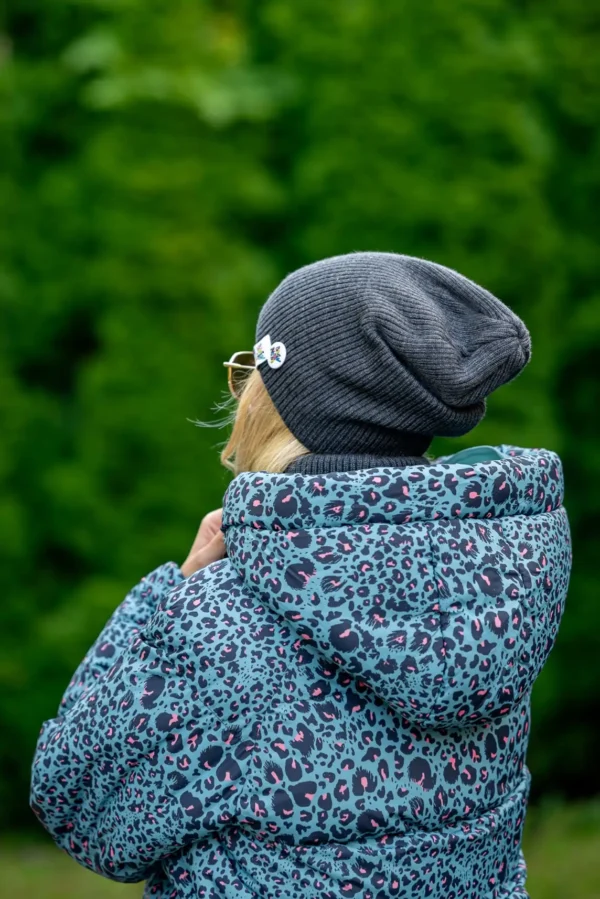 Damska czapka MERINO logo kolorowe "Ciemny Szary" 17 czapka z merino unisex