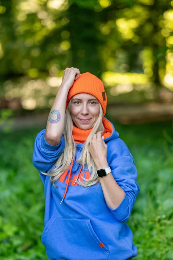 Damski Bawełniany komin "Pomarańczowy” 17 damska czapka beanie