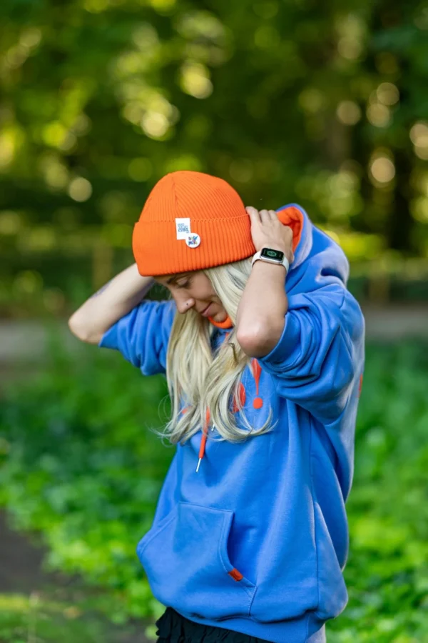 Czapka wywijana z bawełny logo kolorowe "Pomarańczowy" 7 krótka damska czapka