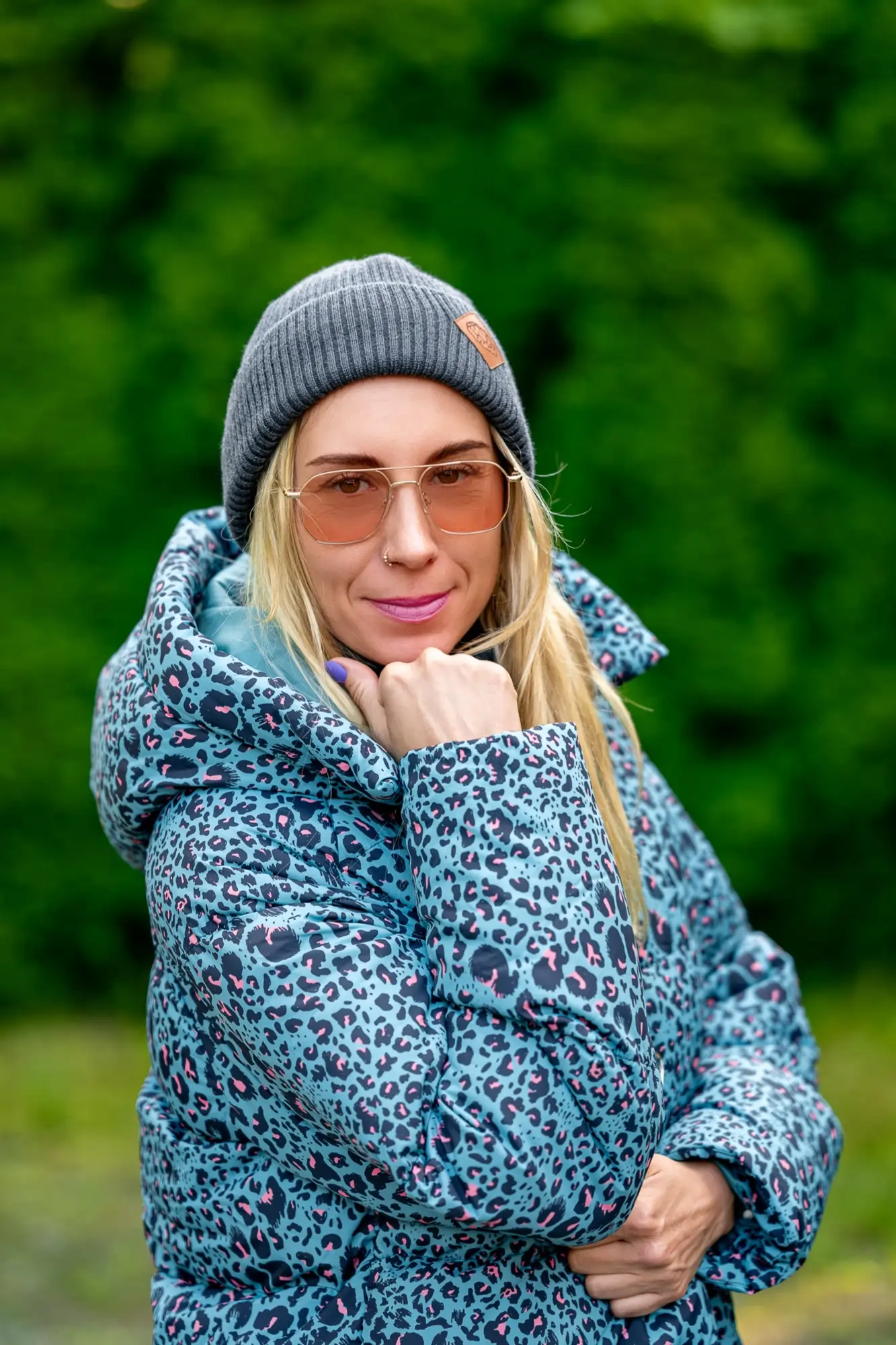 Czapka beanie MERINO logo ekoskórka "Ciemny Szary" 22 merino czapka damska