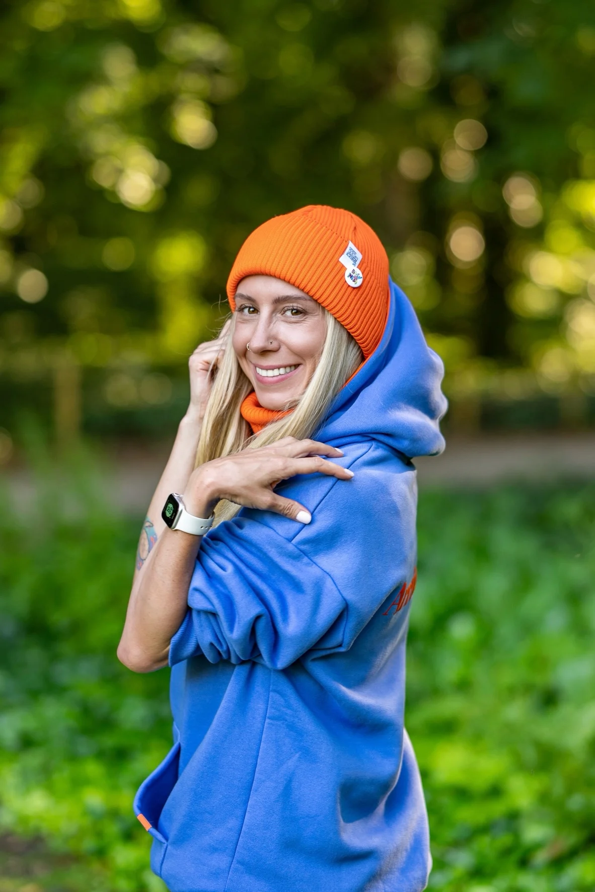 Czapka wywijana z bawełny logo kolorowe "Pomarańczowy" 151 modny zimowy buff