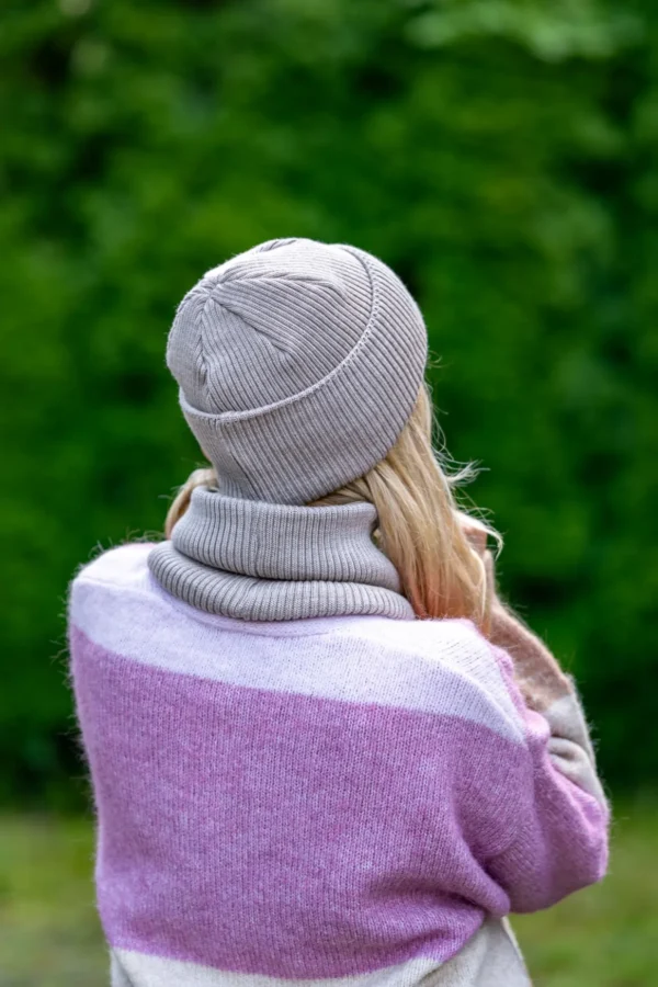 MERINO mały komin "Beż" 16 beżowa czapka do płaszcza