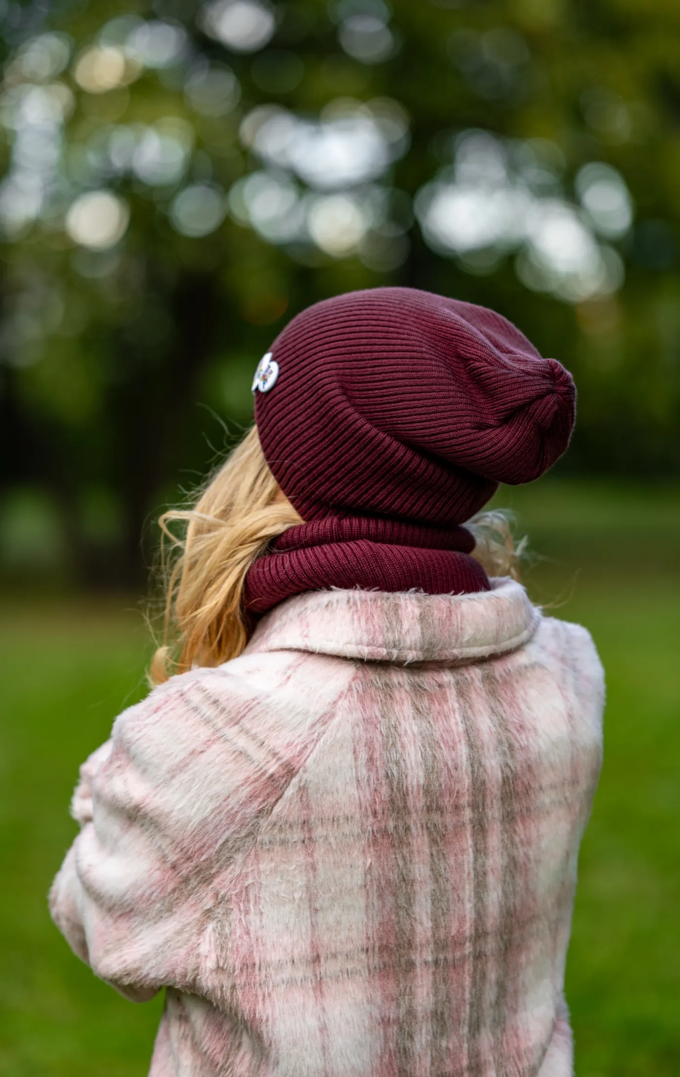 Czapka slouchy MERINO logo kolorowe "Bordo" 99 czapka beanie bordo